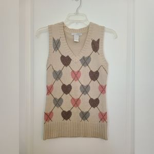 Charlotte Russe Hearts Argyle Sweater Vest Sleeveless Top Small